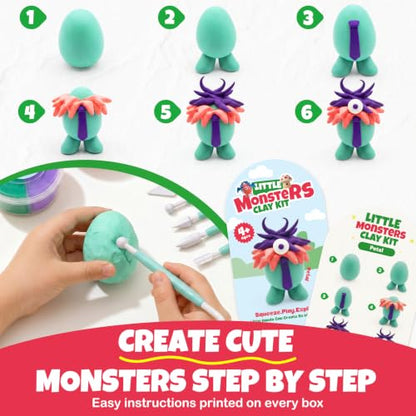 Air Dry Clay Kit for Kids, 12 Monsters Halloween Modeling Magic Clay Sculpting Set, DIY Party Favors Arts & Crafts for Kids Ages 4-12, Ultra Light & Soft, Safe & Non-Stick with Tools & Tutorials