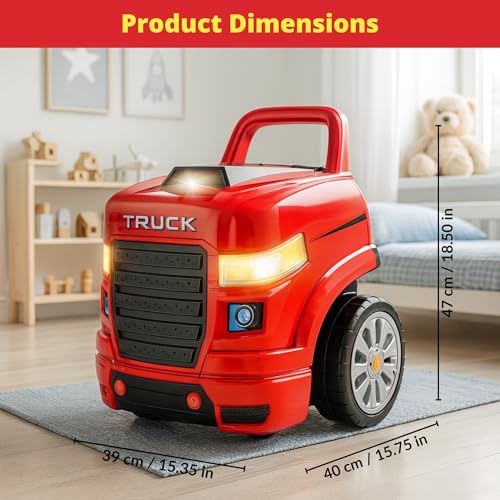 Large Truck Engine Toy — Interactive Steering Wheel, Engine Building Kit & Kids Mechanic Tool Set with Light & Sound – 56 PCS Take Apart Toys for Boys Ages 3+
