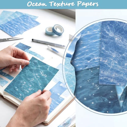 Water Ripple Scrapbook Paper Pack, 60 Sheets, 14 x 21 cm, Blue Green - color: Water Ripples