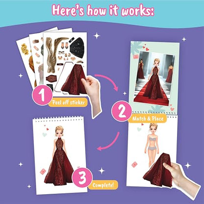 BSCOOL Fashion Sticker Book for Kids Girls Activity Design - color: Sticker Dress Up Fashion Runway
