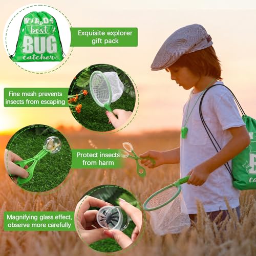 Silipull 48 Pcs Bug Catching Kit for Kid Bulk, Outdoor Explorer Kit, Green - color: Green