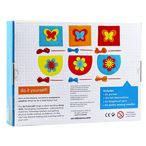 Serabeena Sewing Kit for Kids - Sew Felt Purses | 6 Kits Ages 4-8