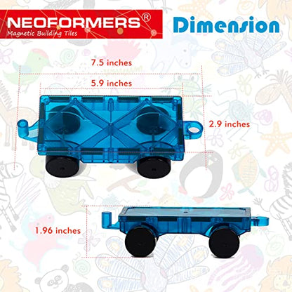 Magnetic Tiles Car Set Truck Kit Toy with Stronger Magnets, Educational Magnet Cars with Re-Enforced Hitch and Long Bed for Girls Boys Toddler Ages 3+ (Blue & Purple) - color: Blue & Purple