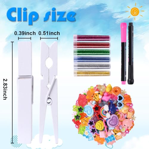 JOICEE 80 Set Cheer Pins Spirit Clips DIY Cheer Clothes Pins Kit - color: White
