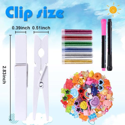 JOICEE 80 Set Cheer Pins Spirit Clips DIY Cheer Clothes Pins Kit - color: White