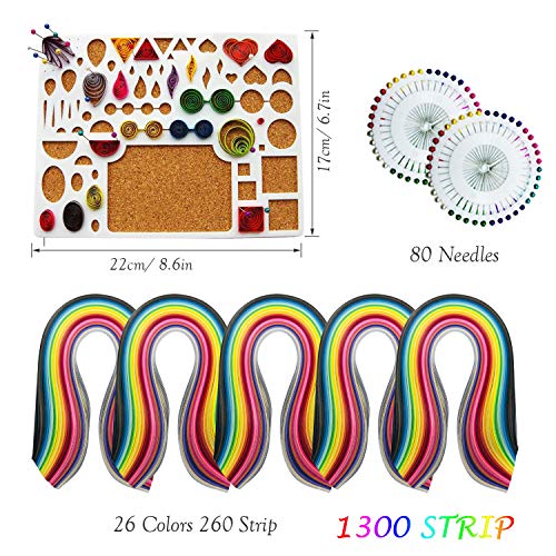 Woohome Quilling Supplies Paper Quilling Kits with 13 Quilling Tools and 1300 Strips Quilling Paper for Craft - color: Style 2