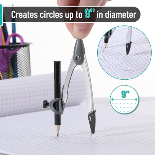 Mr. Pen- Geometry Compass, 4.8", Precision Drafting Compass with Pencil