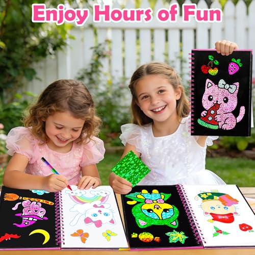 FUNNYB&G Foil Art Craft Kit for Kids, Sparkly Birthday Gift Toy for Girls - style: Little Cat