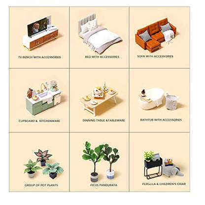 MAGQOO 3D Dollhouse Miniature with Furniture, DIY House Kit with Dust Proof 1:24 Scale Creative Room Idea (Comfortable Life) - color: Comfortable Life