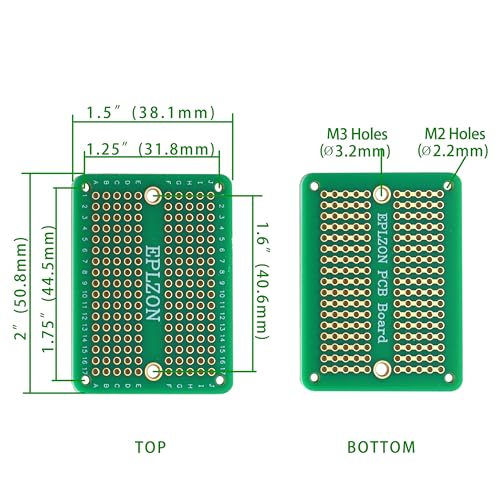 Solderable Breadboard Mini PCB Board Gold-Plated Solder Breadboard for DIY Electronics Projects Apply to Soldering Projects 2.0"x1.5" Mixed Color(Pack of 10 Pcs,Green) - size: Green