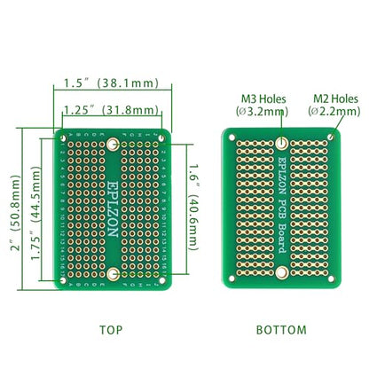 Solderable Breadboard Mini PCB Board Gold-Plated Solder Breadboard for DIY Electronics Projects Apply to Soldering Projects 2.0"x1.5" Mixed Color(Pack of 10 Pcs,Green) - size: Green
