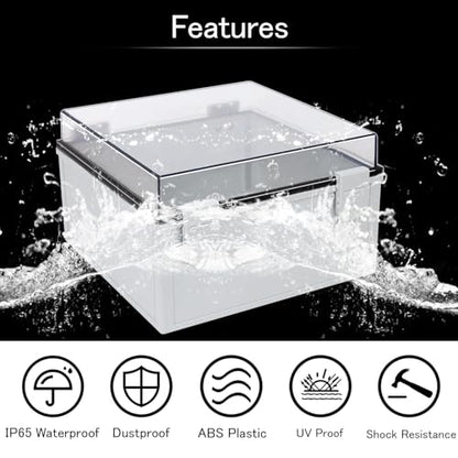 Junction Box IP65 Waterproof ABS Plastic Enclosure Hinged PC Clear Cover Electrical Project Box with Mounting Plate, Wall Brackets, Cable Glands 11.8" x 11.8" x 7.1" - color: Clear Cover, size: 11.8" x 11.8" x 7.1"