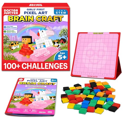 Doctor Jupiter Girls' First STEM Pixel Art Kit for Kids Ages 5+ - style: Girls' Brain Craft: 5+