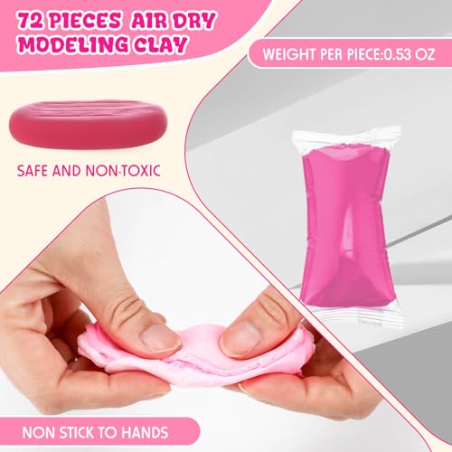 VioraWhite 72 Pcs 38oz Air Dry Clay Bulk Modeling Clay,Pink - color: Pink