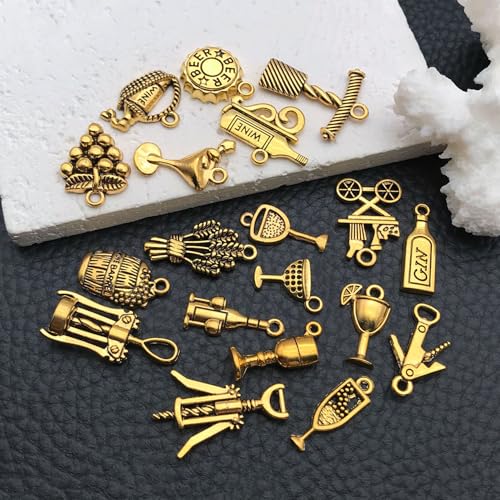 WOCRAFT 60pcs Antique Gold Wine Bracelet Charms for Jewelry Making Sets DIY Necklace Bracelet Keychain Crafting Charms Kit Craft Supplies (SN870) - color: Antique Gold, size: Wine Charms
