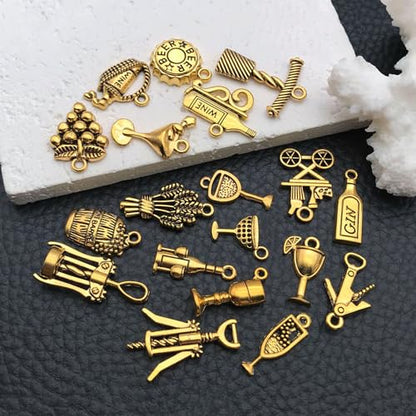 WOCRAFT 60pcs Antique Gold Wine Bracelet Charms for Jewelry Making Sets DIY Necklace Bracelet Keychain Crafting Charms Kit Craft Supplies (SN870) - color: Antique Gold, size: Wine Charms