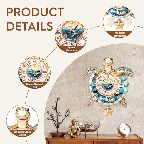 3D Puzzles for Adults Wooden Sea Turtle Clock Puzzle Adult Crafts - color: Turtle Clock