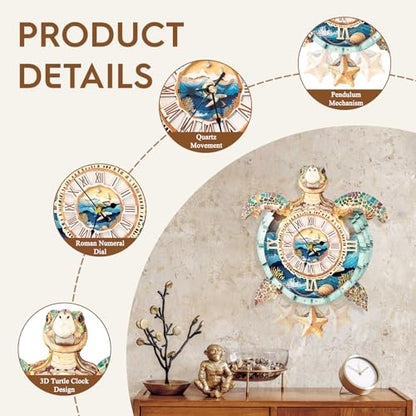 3D Puzzles for Adults Wooden Sea Turtle Clock Puzzle Adult Crafts - color: Turtle Clock