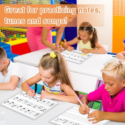 24Pcs Dry Erase Music Staff Lap Boards for Student Reusable Musical Notes Double Sided Erasable Cardboard Music Note Whiteboard for Musical Teacher Classroom Homeschool Portable Teaching Tool 12" x 9" - style: Staff Writing Notes