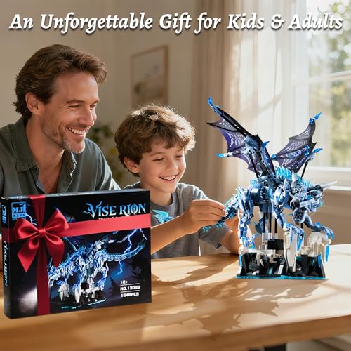 Ice Dragon Building Set with Flapping Wings & LED Lights (1646 PCS)