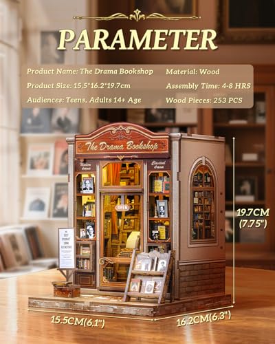 CUTEBEE Book Nook Kit, DIY Miniature House Kit for Adults, Bookshop Booknook - color: Drama Bookshop