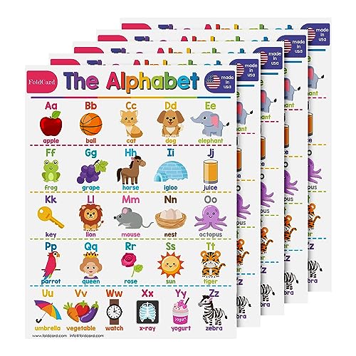 FoldCard Alphabet Chart Educational Poster 8.5x11 5pk - color: Alphabet