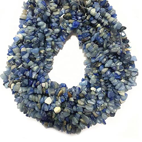 5-8mm Natural Blue Aventurine Gemstone Chips Healing Gravel Bracelets Necklace Kit Irregular Tumble Stone Beads DIY Crafts Design Jewelry Making 32" - color: Blue Aventurine
