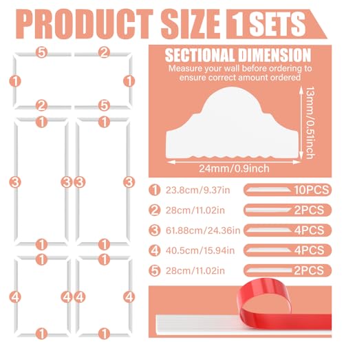 1 Set Peel and Stick Door Moulding Trim Kit Premade Self-Adhesive Wainscoting Panels 3D Flexible Door Moulding for Mirror Window Wall Accent(Neutral,Top 22 x 9.3" Middle 24.3 x 9.3" Bottom 16 x 9.3") - size: Top 22 x 9.3" Middle 24.3 x 9.3" Bottom 16 x 9.