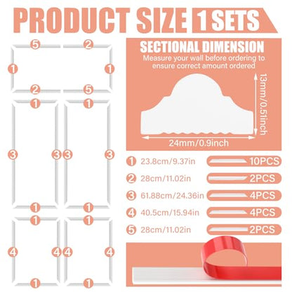 1 Set Peel and Stick Door Moulding Trim Kit Premade Self-Adhesive Wainscoting Panels 3D Flexible Door Moulding for Mirror Window Wall Accent(Neutral,Top 22 x 9.3" Middle 24.3 x 9.3" Bottom 16 x 9.3") - size: Top 22 x 9.3" Middle 24.3 x 9.3" Bottom 16 x 9.