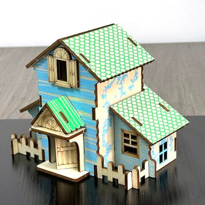 Log Cabin 3D Wooden House Puzzle,DIY Mini Building Model Kit，010 - color: 010