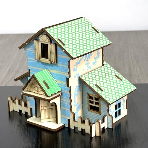 Log Cabin 3D Wooden House Puzzle,DIY Mini Building Model Kit，010 - color: 010