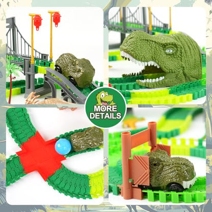 BEMITON Dinosaur Race Track Toy for Kids Ages 3-6 - color: Green Dinosaur Race Track