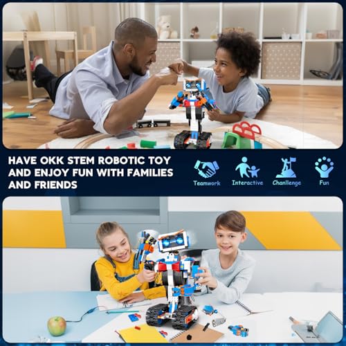 okk Robot Building Toys for Boys, STEM Projects for Kids Ages 8-12, Remote & APP Controlled Engineering Learning Educational Coding DIY Building Kit Rechargeable Robot Toy Gifts for Girls
