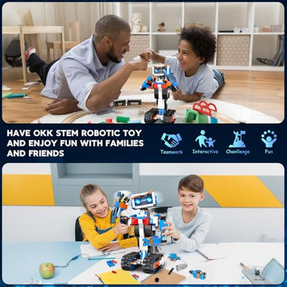 okk Robot Building Toys for Boys, STEM Projects for Kids Ages 8-12, Remote & APP Controlled Engineering Learning Educational Coding DIY Building Kit Rechargeable Robot Toy Gifts for Girls
