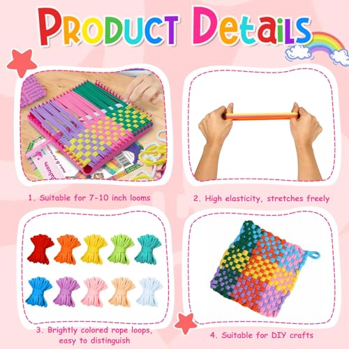 Bafeil 1000 PCS Loom Refill Loops for 7-10 Inch Weaving Looms - color: 10 color