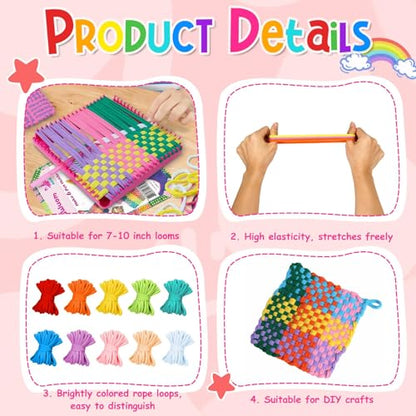 Bafeil 1000 PCS Loom Refill Loops for 7-10 Inch Weaving Looms - color: 10 color