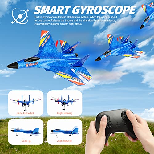 SU-27 RC Airplane for Kids Adults Beginners Fighter Jet Ready To Fly - color: Blue Su27