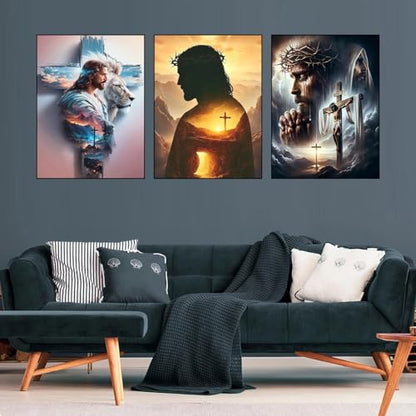 Axquilon 3 Pack Jesus Diamond Art Kits for Adults 12x16 inch - color: 3-Pack Jesus