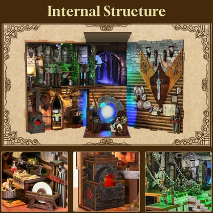 CCCDF Blade and Magic Book Nook Kit, DIY Miniature Dollhouse Kit with LED - color: Blade and Magic
