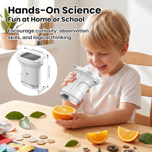 Alotwan Handheld Kids Microscope, Digital 1000X Miniscope, HD 2.4" Screen - color: White