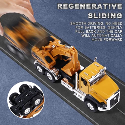 AIUAZA 1/50 Ratio die-Casting Engineering Construction Vehicle, Dump Truck, Excavator, Mixer, Alloy Collection Model car, Boy's Door Opening Pull Back car Toy (Dump Truck) - color: Dump Truck