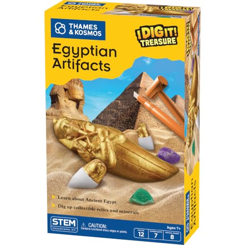 Thames & Kosmos I Dig It! Treasure – Egyptian Artifacts Excavation Kit | Explore Archaeology, Ancient Egypt & Hieroglyphics | Dig Out Collectible Relics & Minerals | Safe, Fun Educational Activity