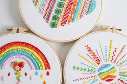 Konrisa Easy Embroidery Kit for Beginners Stamped Embroidery Starter Kit DIY Sewing Needlepoint Cross Stitch for Adults, Stitch Practice Kit 3 Embroidery Fabric Pattern - color: 3set lines