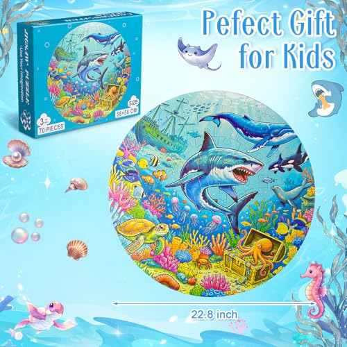 Civaner 70 Pieces Floor Puzzles Round Large Puzzles, Ocean - style: Ocean