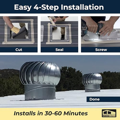 AdaptAIR® Roof Vent Adapter for Conex Shipping Container Ventilation - Fits 12-Inch Whirlybird Wind Turbine (Sold Separately) - Reduce Condensation & Heat with Container Vent for Small Home - size: Roof Adapter