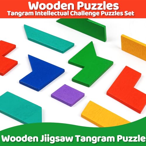 Wooden Puzzles,Geometric Shape Logic Hexagon Puzzle Toys Brain Teasers STEM Montessori Educatioanl IQ Board Games Easter Basket Stuffers Gift for Kids Boys Girls Ages 3+ (4 Pack) - style: Puzzle set-4pcs