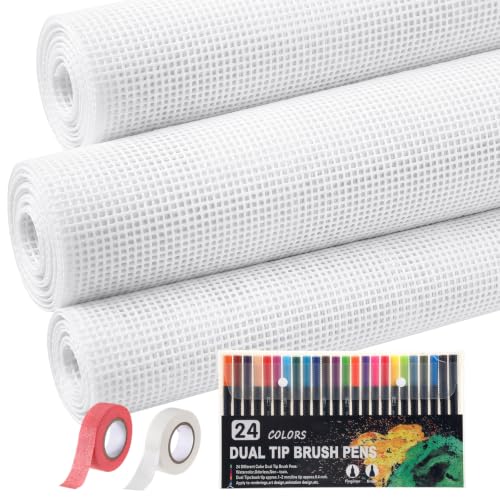 Frienda 28 Pcs Needlepoint Canvas 14 Mesh, 2 Sheets 16x20 Inch White - style: 14 Mesh