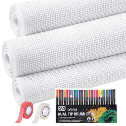 Frienda 28 Pcs Needlepoint Canvas 14 Mesh, 2 Sheets 16x20 Inch White - style: 14 Mesh