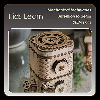 MindWare Gearjits: Treasure Box – 158pc Wooden 3D Building Puzzle for Teens & Adults – DIY Construction Model – Fun for Parents Too! – Great STEAM Gifts for Ages 12+