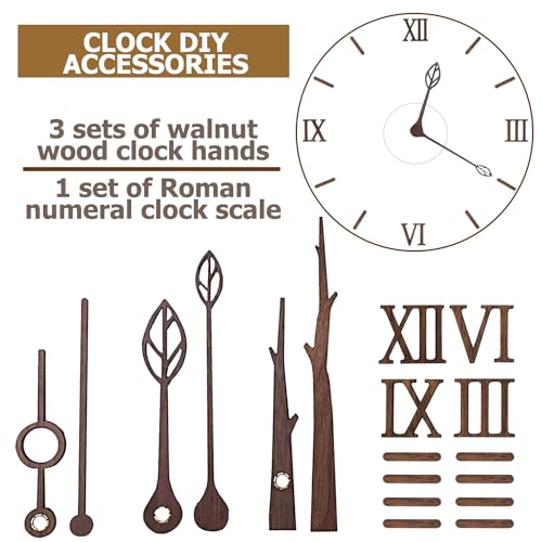 3 Sets 0.86in Shaft Clock Movement Mechanism with Hands and Numerals, CNYMANY Clock Repair Parts Replacement High Torque Long Shaft Clock Movement with 3 Pairs Hands & 1 Roman Numeral Scale - color: Shaft Clock Movement Mechanism + Hands + Numerals